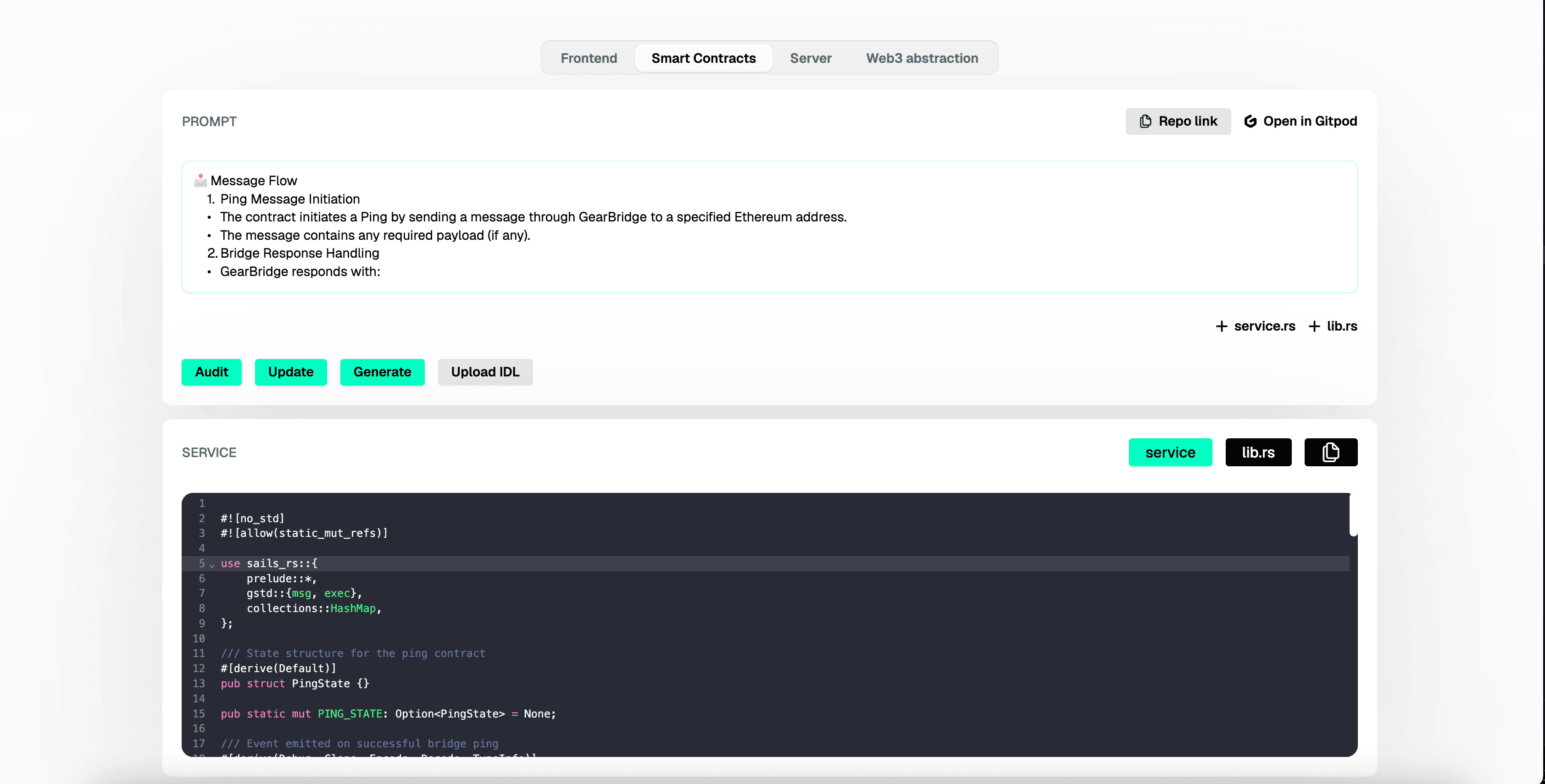 AI Code Generator Interface